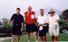 The Tournament's Opening Foursome Of The Presidents with Gibraltar in the background.